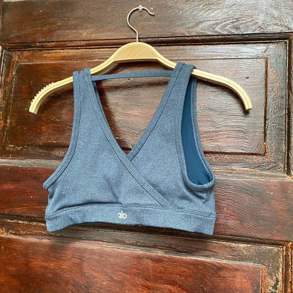 ALO Yoga Blue Cross-Back Sports Bra